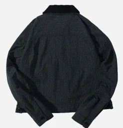 Cropped Work Jacket Check Noir