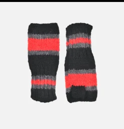 Hand Knit Line Glove Black