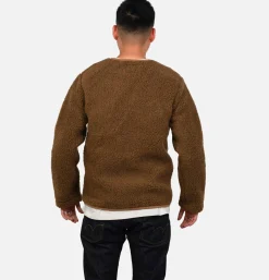 Zip Up Vee Cardigan Bark